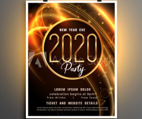 New year shiny party event flyer template vector