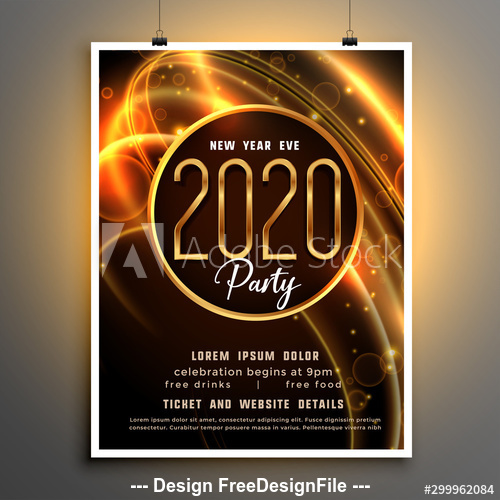New year shiny party event flyer template vector