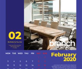 Office cover calendar 2020 vector