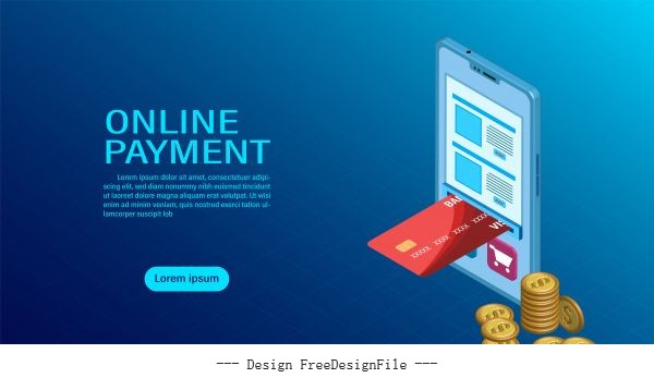 Online payment with mobile protection money in cellphone transactions modern flat isometric illustration vector