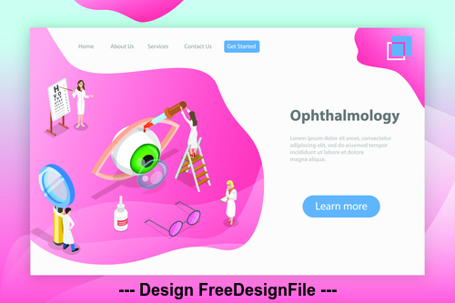 Ophthalmology plane isometric vector 3d concept illustration