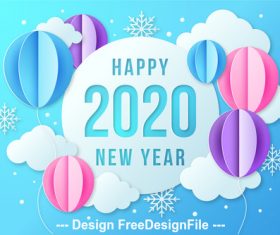Origami happy 2020 new year vector