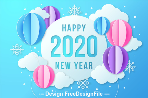 Origami happy 2020 new year vector