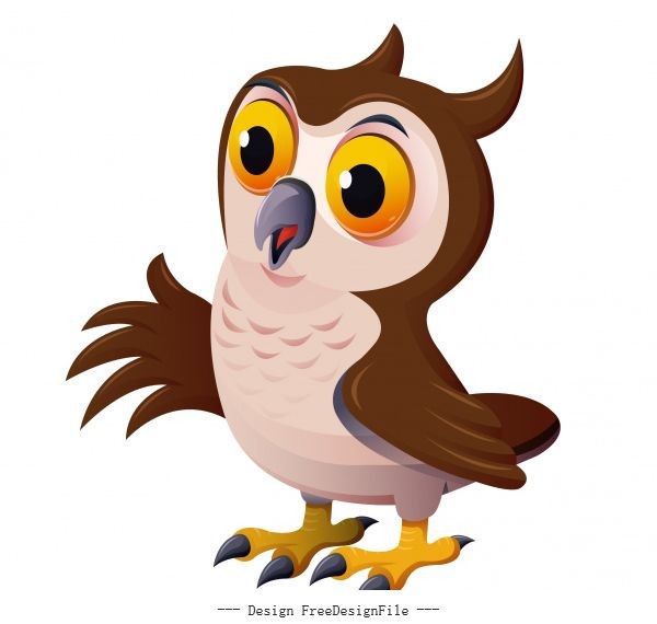 Owl bird colorful cartoon character vector graphics