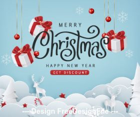 Paper christmas gift vector