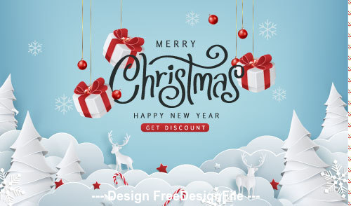 Paper christmas gift vector