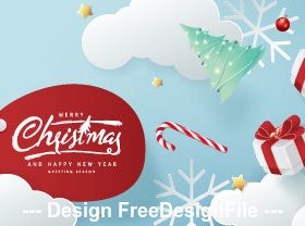 Paper creative christmas card vector