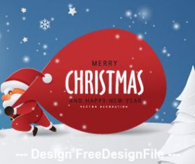 Paper funny Santa carrying Christmas gifts vector