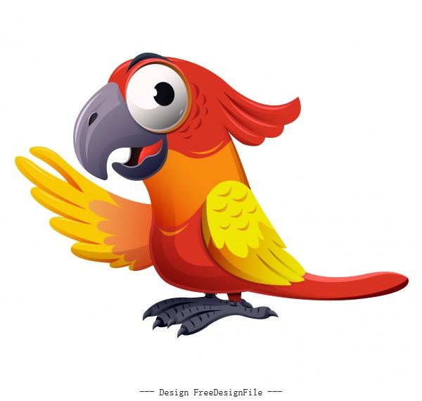 Parrot bird colorful funny cartoon character vector free download