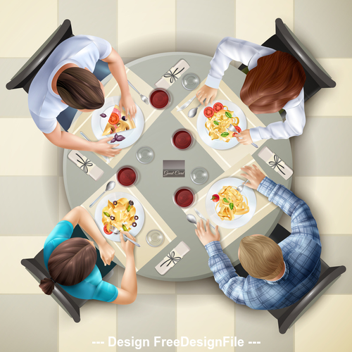 Party dinner top view vector