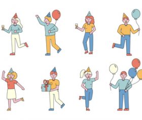 Party lineart people character vector