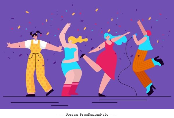 Party background cheering singing people colorful decor vector