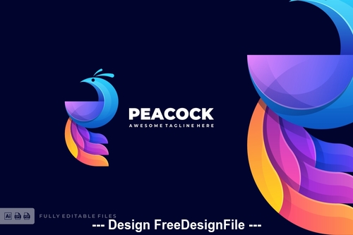 Peacock bird color logo template vector