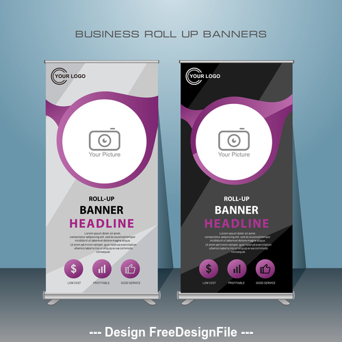 Photography roll up banners template vector