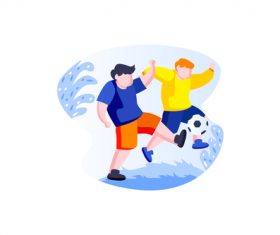 Play football kids cartoon vector