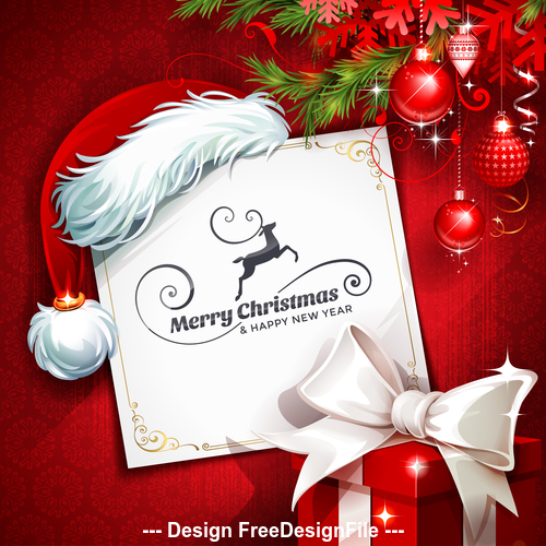 Pretty christmas card vector free download