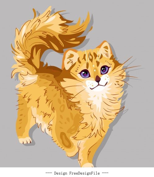Pussy painting cute colored handdrawn vector