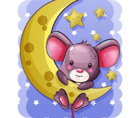 Rat and cheese moon vector