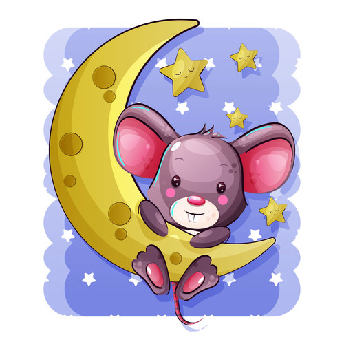 Rat and cheese moon vector