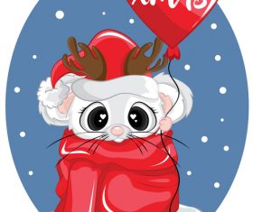 Rat new year christmas greeting card vector