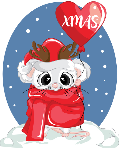 Rat new year christmas greeting card vector