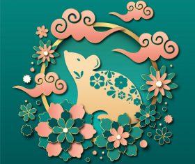 Rat silhouette happy new year vector