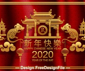 Rat symbol of Chinese New Year 2020 illustration vector