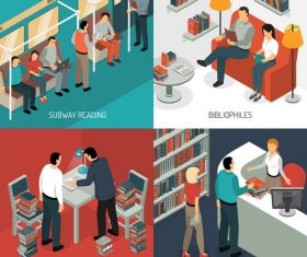 Reading book cartoon background vector