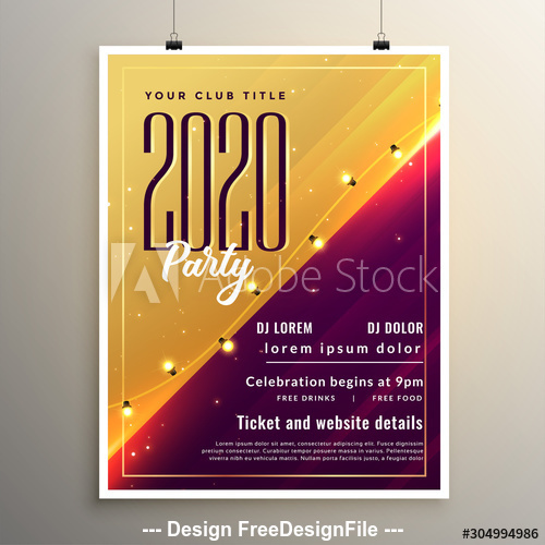 Red and gold Merry Christmas party flyer template design vector