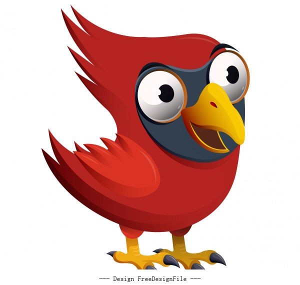 Red whiskered bird funny cartoon character vector