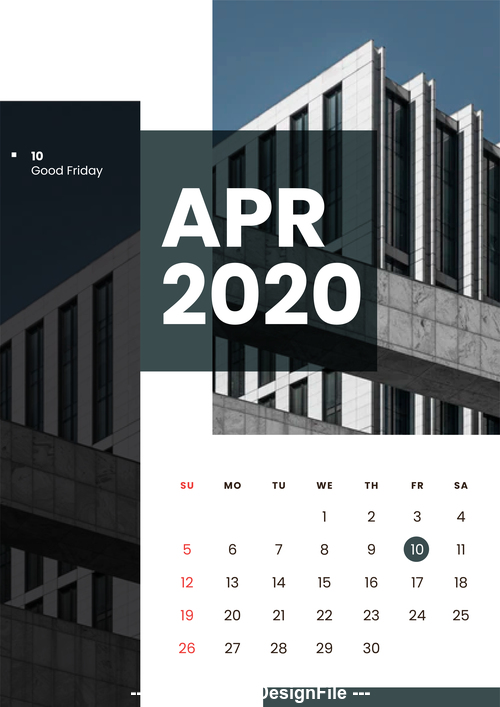 Residential high-rise building cover 2020 calendar vector 04