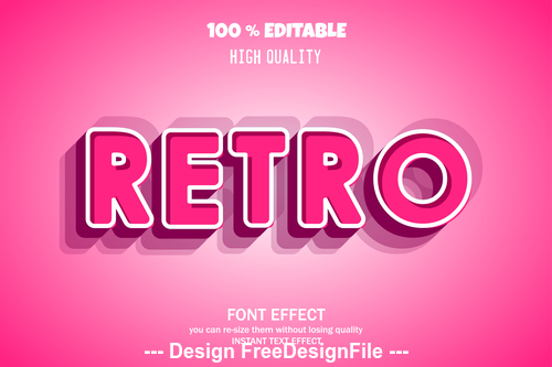 Retro 3d font effect style illustration vector