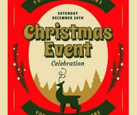Retro Christmas Party Event Flyer Psd Template