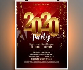 Ribbon decoration Christmas party flyer template vector