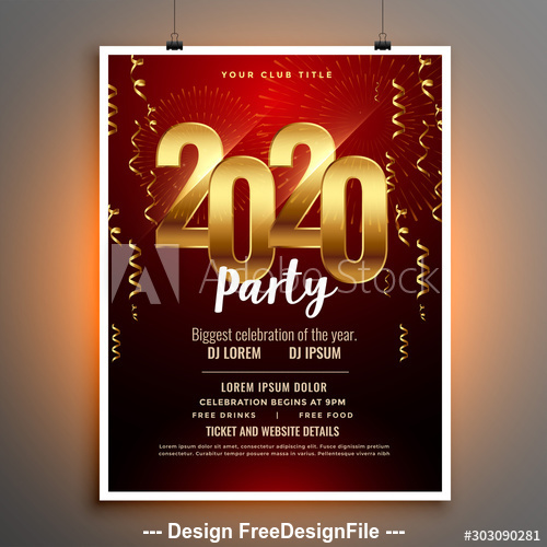 Ribbon decoration Christmas party flyer template vector
