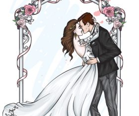 Romantic wedding character template vector