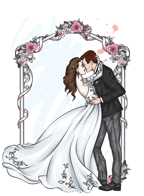 Romantic wedding character template vector