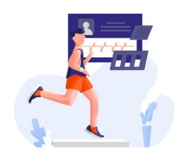 Running fitness cartoon illustration vector