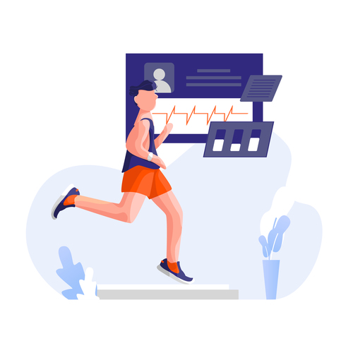 Running fitness cartoon illustration vector