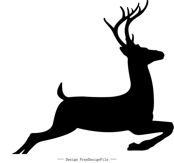 Running deer stencil free vector
