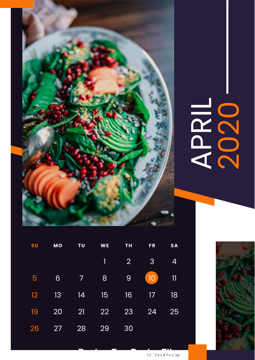 Salad food 2020 calendar vector