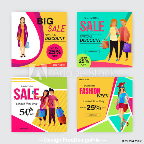 Sale template with different discounts vector