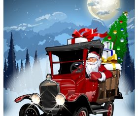 Santa Claus driving a gift vector