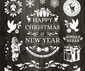 Santa and gift new year greeting card vector