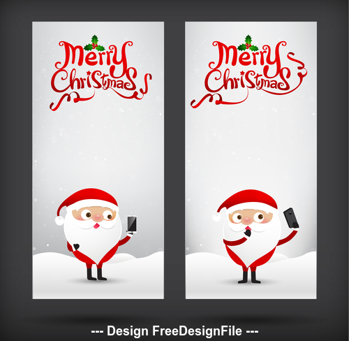 Santa claus greeting card banner with smartphone vector
