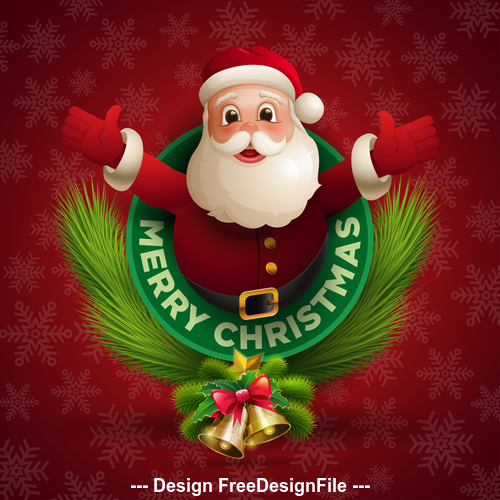 Santa hugging decoration card vector