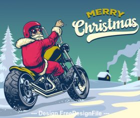 Santa riding motorcycle vector