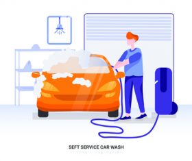 Self service car wash illustration vector