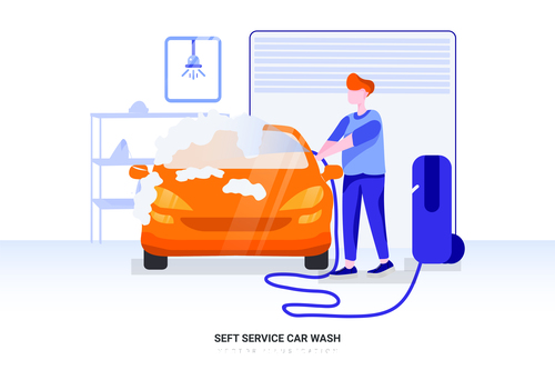 Self service car wash illustration vector