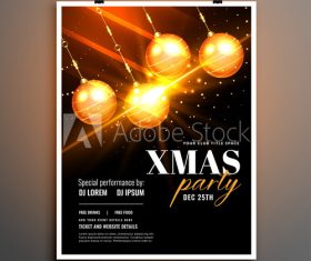 Shiny Christmas ball decoration New Year party cover flyer vector